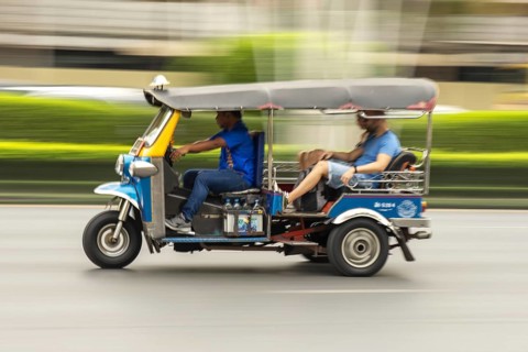 Tuk Tuk in traffic, Bangkok, Thailand, Asia