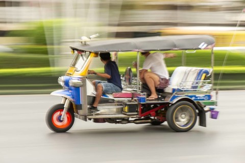 Tuk Tuk in traffic, Bangkok, Thailand, Asia