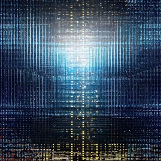 Cyber technology mosaic wallpaper illustration in digital art, AI generated