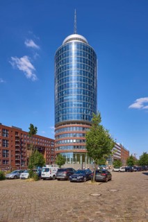 Columbus House against blue sky with car park, Free and Hanseatic City of Hamburg, Hanseatic City,
