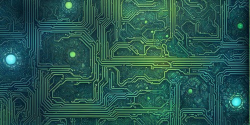 Cyber technology mosaic wallpaper illustration in digital art, AI generated