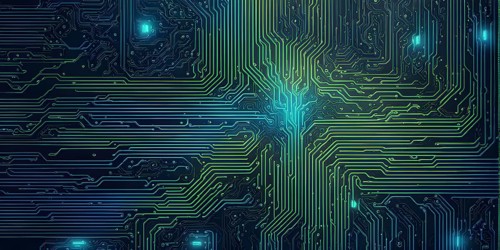Cyber technology mosaic wallpaper illustration in digital art, AI generated