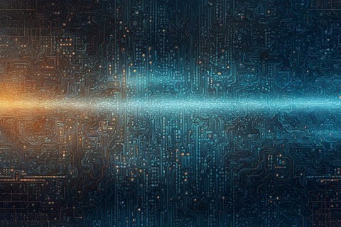 Cyber technology mosaic wallpaper illustration in digital art, AI generated