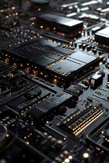 Cyber technology mosaic wallpaper illustration in digital art, AI generated
