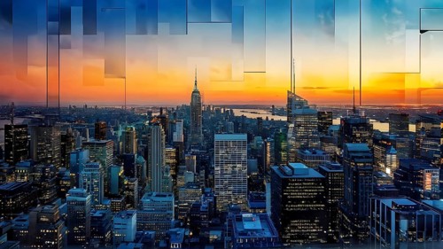 Cyber technology mosaic wallpaper illustration in digital art, AI generated