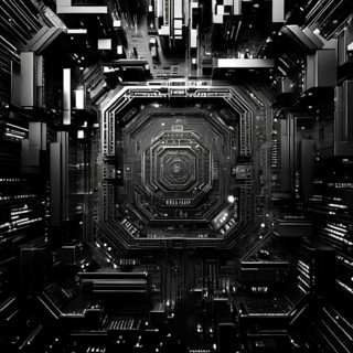 Cyber technology mosaic wallpaper illustration in digital art, AI generated