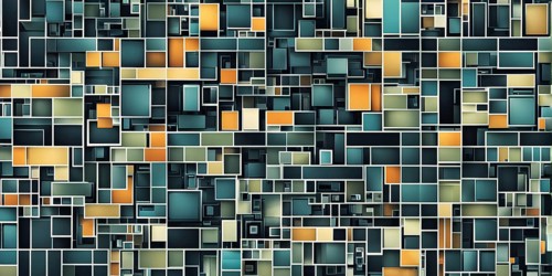 Cyber technology mosaic wallpaper illustration in digital art, AI generated