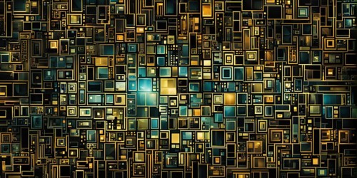 Cyber technology mosaic wallpaper illustration in digital art, AI generated