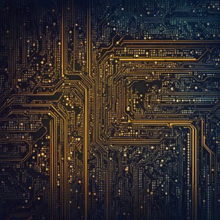 Cyber technology mosaic wallpaper illustration in digital art, AI generated