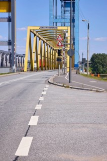 Kattwykbrücke, a lift bridge in the district of Moorburg, Free and Hanseatic City of Hamburg,