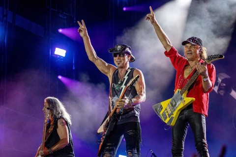 Pawel Maciwoda, Rudolf Schenker, Matthias Jab from the band Scorpions at the Wacken Open Air in