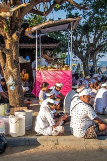 Ceremony on the beach. Religious ceremony of the Hindu faith on the beach of Sanur, Bali,