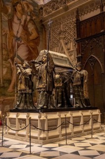 Sarcophagus of Christopher Columbus in the interior of the Cathedral of Santa Maria de la Sede in