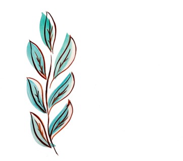 Abstract background, on a white background, drawing, branch with leaves, gouache, watercolor paint