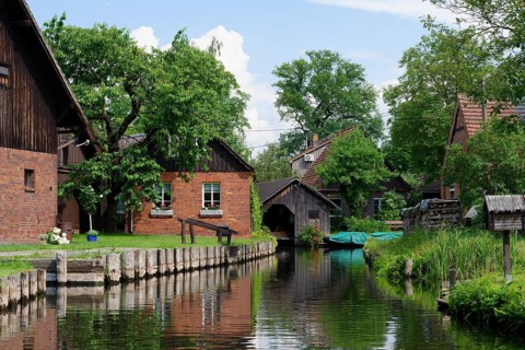 Spree Forest or Spreewald biosphere landscape, Brandenburg, Germany, Europe