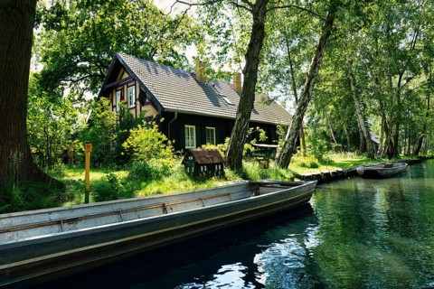 Spree Forest or Spreewald biosphere landscape, Brandenburg, Germany, Europe