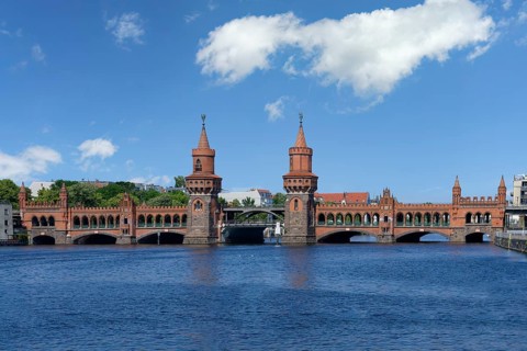 Double deck Oberbaum bridge over the Spree river, Berlin, Germany, Europe