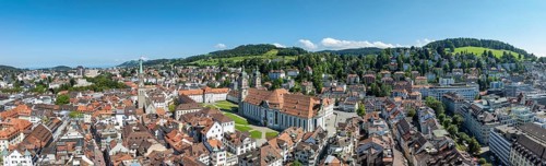 The historic old town of St. Gallen with the monastery quarter and the cathedral, collegiate church