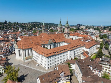 The historic old town of St. Gallen with the monastery quarter and the cathedral, collegiate church