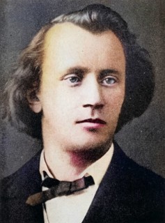 Johannes Brahms (1833-1897), German composer, 1866. halftone from a photograph, Historic, digitally