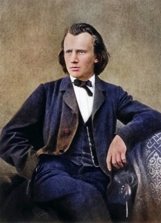 Johannes Brahms (1833-1897), German composer, ca. 1866, Halftone from a photograph, Historic,