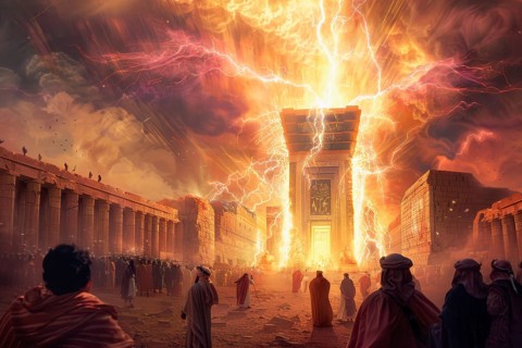 Spiritual energy emerging from a Middle East temple, AI generated