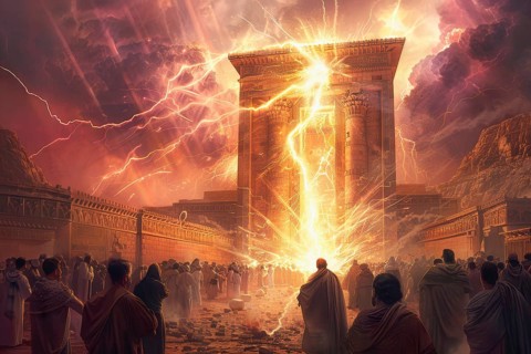 Spiritual energy emerging from a Middle East temple, AI generated