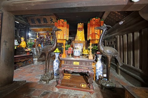 Altar in the Buddhist Thay Temple or Chua Thay or Master Temple, Sai Son Village, Hanoi Province,