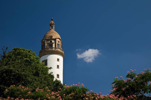 Castle tower, Höchster Schloss or Altes Schloss Höchst, Frankfurt-Höchst, Frankfurt am Main, Hesse,