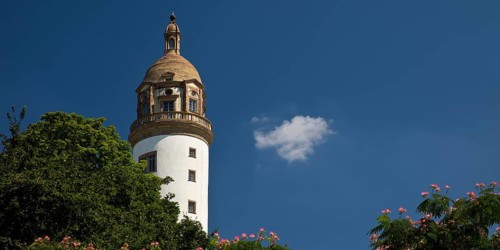Castle tower, Höchster Schloss or Altes Schloss Höchst, Frankfurt-Höchst, Frankfurt am Main, Hesse,