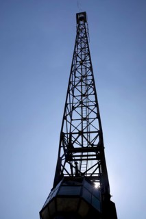 Boom of the heritage-protected coal crane of the former Höchst am Main power station,