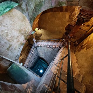 According to the inscription, the historic mikvah was built in 1260, the shaft is 25 metres deep