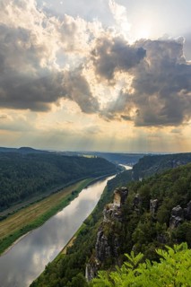 The Bastei is a rock formation with a viewing platform in Saxon Switzerland on the right bank of