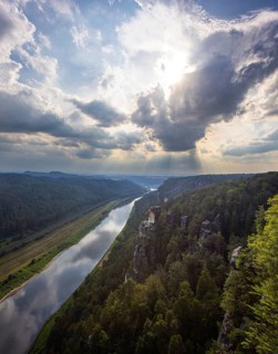 The Bastei is a rock formation with a viewing platform in Saxon Switzerland on the right bank of