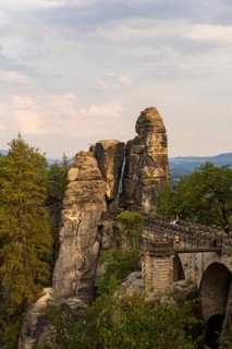 The Bastei is a rock formation with a viewing platform in Saxon Switzerland on the right bank of