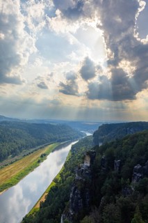 The Bastei is a rock formation with a viewing platform in Saxon Switzerland on the right bank of