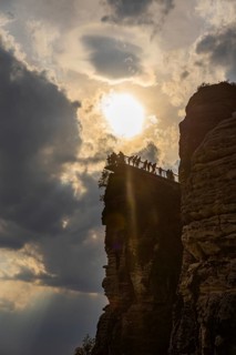 The Bastei is a rock formation with a viewing platform in Saxon Switzerland on the right bank of