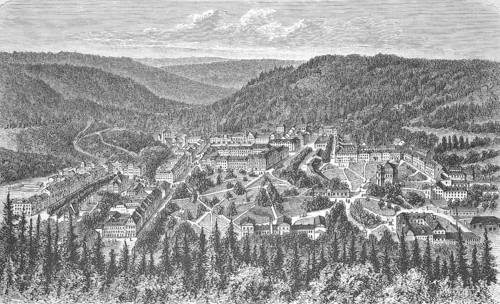 View of Marienbad, Marianske Lazne, in Bohemia, around 1890, today Czech Republic, Historical,