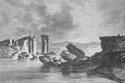 Trajan Bridge, Trajan Bridge over the Medjerda in Simitthus, Chemtou, 1880, Tunisia, Historical,