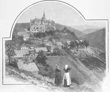 Lauenstein Castle near Ludwigstadt around 1880, Franconian Forest, Bavaria, Germany, Historical,