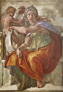 Painting by Michelangelo Buonarroti (b. 6 March 1475 in Caprese, Tuscany. d. 18 February 1564 in