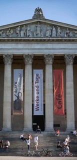 Columns at the entrance to the Museum Staatliche Antikensammlung am Königsplatz, Kunstareal Munich,