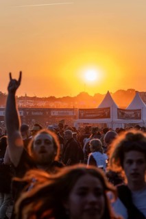 Evening atmosphere at the Wacken Open Air in Wacken. The traditional metal festival takes place