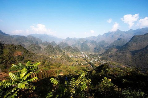 Karst hills in the Dong Van Karst Plateau UNESCO Global Geopark, Ha Giang Province, Vietnam, Asia
