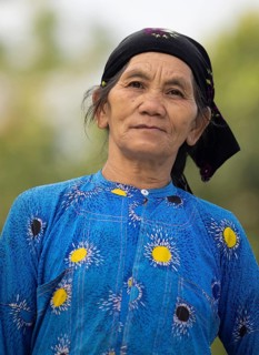 Hmong minority woman in everyday clothes, portrait, Du Gia, Ha Giang province, Vietnam, Asia