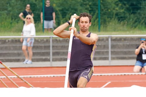 Niklas Kaul, German decathlete and Paris 2024 Olympian, during a triple competition as part of the