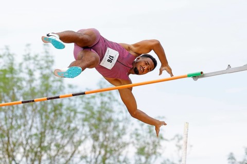 Leo Neugebauer, German decathlete and Paris 2024 Olympian, during a triple competition as part of