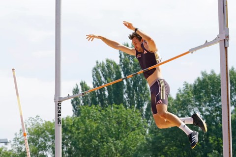 Niklas Kaul, German decathlete and Paris 2024 Olympian, during a triple competition as part of the