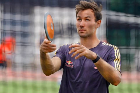 Niklas Kaul, German decathlete and Paris 2024 Olympic participant, in a triple competition as part