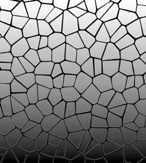 Abstract black and white geometric pattern with a gradient effect and interconnected shapes
